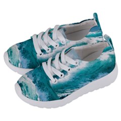 Ai Generated Waves Ocean Sea Tsunami Nautical Blue Sea Kids  Lightweight Sports Shoes by Ravend