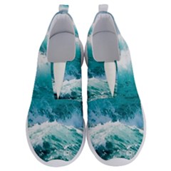 Ai Generated Waves Ocean Sea Tsunami Nautical Blue Sea No Lace Lightweight Shoes by Ravend