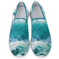 Ai Generated Waves Ocean Sea Tsunami Nautical Blue Sea Men s Slip On Sneakers by Ravend