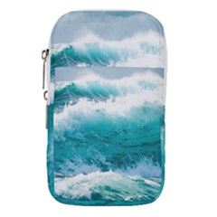 Ai Generated Waves Ocean Sea Tsunami Nautical Blue Sea Waist Pouch (large) by Ravend