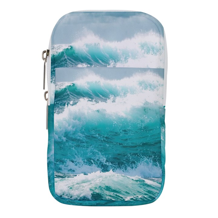 Ai Generated Waves Ocean Sea Tsunami Nautical Blue Sea Waist Pouch (Large)