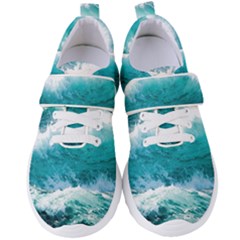 Ai Generated Waves Ocean Sea Tsunami Nautical Blue Sea Women s Velcro Strap Shoes by Ravend