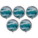 Ai Generated Waves Ocean Sea Tsunami Nautical Blue Sea Mini Round Pill Box (Pack of 5) View1