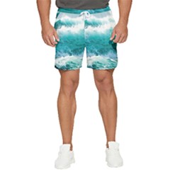 Ai Generated Waves Ocean Sea Tsunami Nautical Blue Sea Men s Runner Shorts by Ravend