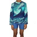 Ai Generated Waves Ocean Sea Tsunami Nautical Fantasy Kids  Long Sleeve Swimwear View1