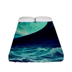 Ai Generated Waves Ocean Sea Tsunami Nautical Fantasy Fitted Sheet (full/ Double Size) by Ravend