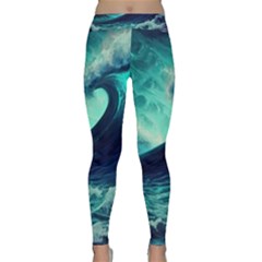 Ai Generated Waves Ocean Sea Tsunami Nautical Fantasy Classic Yoga Leggings by Ravend