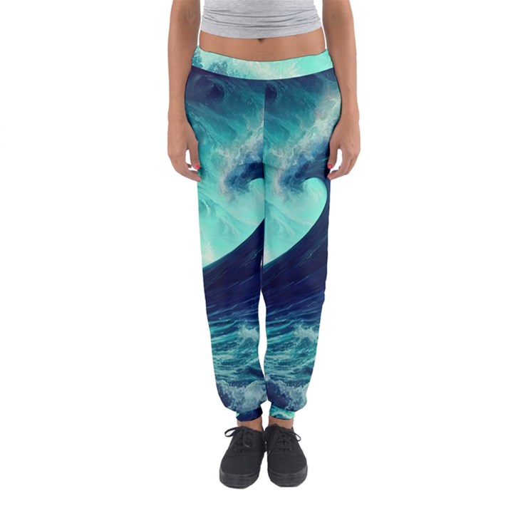 Ai Generated Waves Ocean Sea Tsunami Nautical Fantasy Women s Jogger Sweatpants