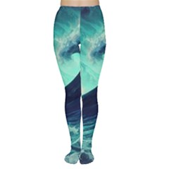 Ai Generated Waves Ocean Sea Tsunami Nautical Fantasy Tights by Ravend