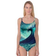 Ai Generated Waves Ocean Sea Tsunami Nautical Fantasy Camisole Leotard  by Ravend