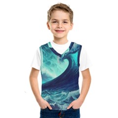 Ai Generated Waves Ocean Sea Tsunami Nautical Fantasy Kids  Basketball Tank Top by Ravend