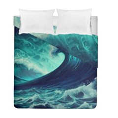 Ai Generated Waves Ocean Sea Tsunami Nautical Fantasy Duvet Cover Double Side (full/ Double Size) by Ravend