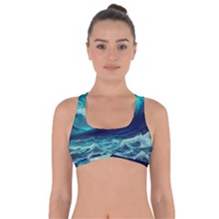 Ai Generated Waves Ocean Sea Tsunami Nautical Fantasy Got No Strings Sports Bra by Ravend