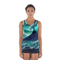 Ai Generated Waves Ocean Sea Tsunami Nautical Fantasy Sport Tank Top  by Ravend