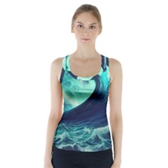 Ai Generated Waves Ocean Sea Tsunami Nautical Fantasy Racer Back Sports Top by Ravend