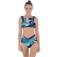 Ai Generated Waves Ocean Sea Tsunami Nautical Fantasy Bandaged Up Bikini Set  by Ravend