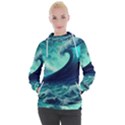 Ai Generated Waves Ocean Sea Tsunami Nautical Fantasy Women s Hooded Pullover View1