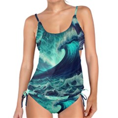 Ai Generated Waves Ocean Sea Tsunami Nautical Fantasy Tankini Set by Ravend