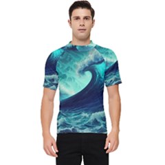 Ai Generated Waves Ocean Sea Tsunami Nautical Fantasy Men s Short Sleeve Rash Guard by Ravend