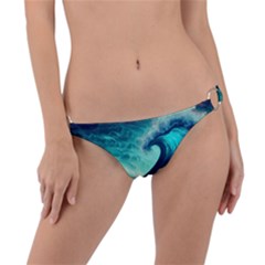 Ai Generated Waves Ocean Sea Tsunami Nautical Fantasy Ring Detail Bikini Bottoms by Ravend