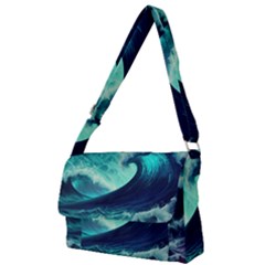 Ai Generated Waves Ocean Sea Tsunami Nautical Fantasy Full Print Messenger Bag (l) by Ravend