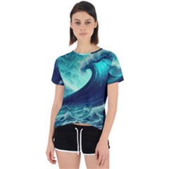 Ai Generated Waves Ocean Sea Tsunami Nautical Fantasy Open Back Sport Tee by Ravend