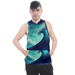 Ai Generated Waves Ocean Sea Tsunami Nautical Fantasy Men s Sleeveless Hoodie by Ravend