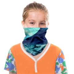 Ai Generated Waves Ocean Sea Tsunami Nautical Fantasy Face Covering Bandana (kids) by Ravend