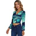 Ai Generated Waves Ocean Sea Tsunami Nautical Fantasy Long Sleeve V-Neck Top View2