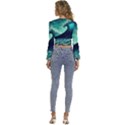 Ai Generated Waves Ocean Sea Tsunami Nautical Fantasy Long Sleeve V-Neck Top View4