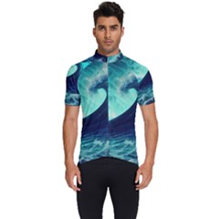 Ai Generated Waves Ocean Sea Tsunami Nautical Fantasy Men s Short Sleeve Cycling Jersey by Ravend