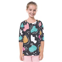 Art Pattern Design Background Print Kids  Quarter Sleeve Raglan Tee