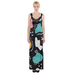 Art Pattern Design Background Print Thigh Split Maxi Dress