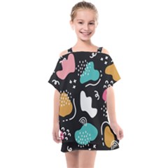 Art Pattern Design Background Print Kids  One Piece Chiffon Dress by Ravend