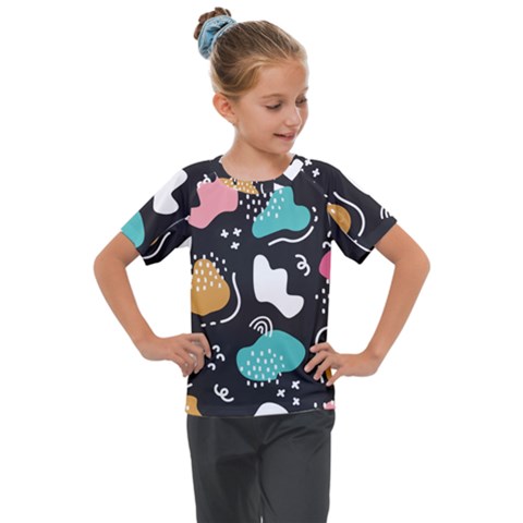 Art Pattern Design Background Print Kids  Mesh Piece Tee by Ravend