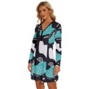 Art Pattern Design Background Print Long Sleeve Deep V Mini Dress  View2