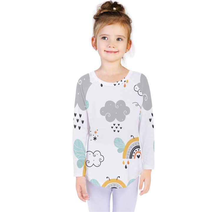 Art Pattern Design Wallpaper Background Print Kids  Long Sleeve Tee