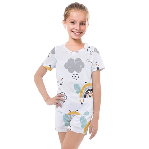 Art Pattern Design Wallpaper Background Print Kids  Mesh Tee And Shorts Set by Ravend