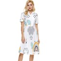 Art Pattern Design Wallpaper Background Print Button Top Knee Length Dress View1