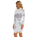 Art Pattern Design Wallpaper Background Print Long Sleeve Shirt Collar Bodycon Dress View2