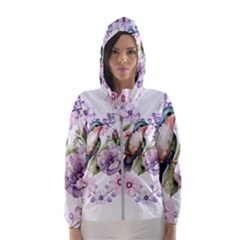 Hummingbird In Floral Heart Women s Hooded Windbreaker by augustinet