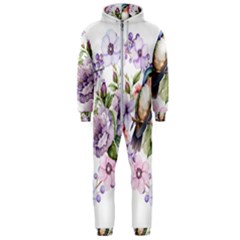 Hummingbird In Floral Heart Hooded Jumpsuit (men) by augustinet