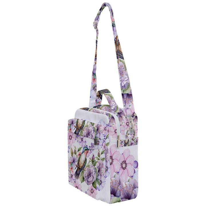 Hummingbird in floral heart Crossbody Day Bag