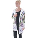 Hummingbird in floral heart Longline Hooded Cardigan View1