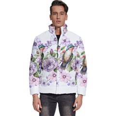 Hummingbird In Floral Heart Men s Puffer Bubble Jacket Coat by augustinet