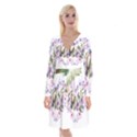 Hummingbird in floral heart Long Sleeve Velvet Front Wrap Dress View1