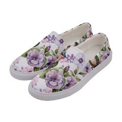 Hummingbird In Floral Heart Women s Canvas Slip Ons by augustinet