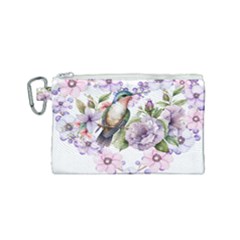 Hummingbird In Floral Heart Canvas Cosmetic Bag (small) by augustinet