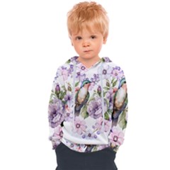 Hummingbird In Floral Heart Kids  Overhead Hoodie by augustinet