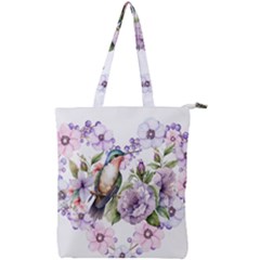 Hummingbird In Floral Heart Double Zip Up Tote Bag by augustinet